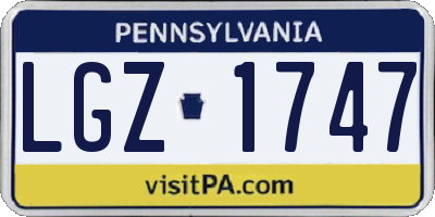 PA license plate LGZ1747