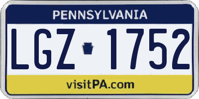 PA license plate LGZ1752