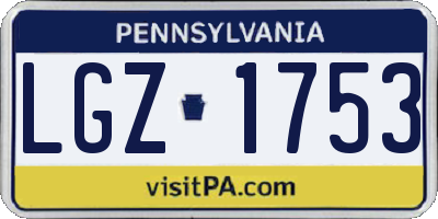 PA license plate LGZ1753