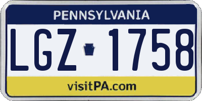 PA license plate LGZ1758