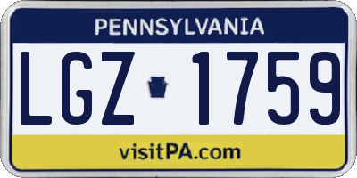 PA license plate LGZ1759