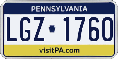 PA license plate LGZ1760
