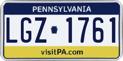 PA license plate LGZ1761