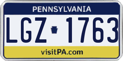 PA license plate LGZ1763
