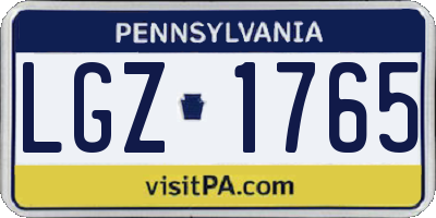 PA license plate LGZ1765
