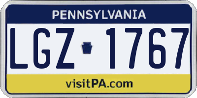 PA license plate LGZ1767