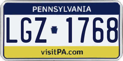PA license plate LGZ1768