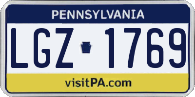 PA license plate LGZ1769