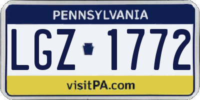 PA license plate LGZ1772