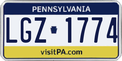 PA license plate LGZ1774