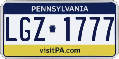 PA license plate LGZ1777