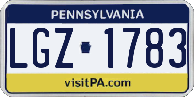 PA license plate LGZ1783