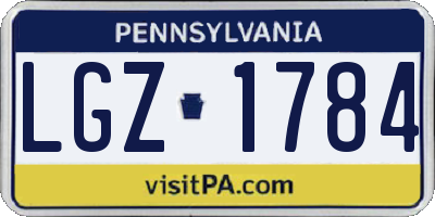 PA license plate LGZ1784
