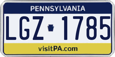 PA license plate LGZ1785