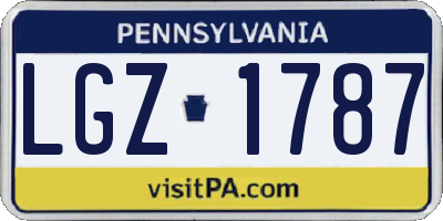 PA license plate LGZ1787