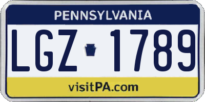 PA license plate LGZ1789