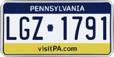 PA license plate LGZ1791