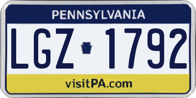 PA license plate LGZ1792