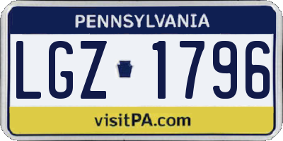 PA license plate LGZ1796