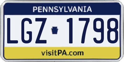 PA license plate LGZ1798