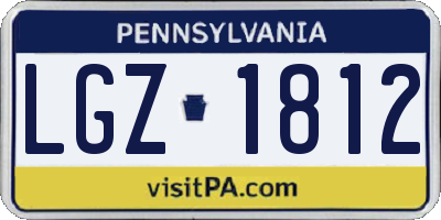 PA license plate LGZ1812
