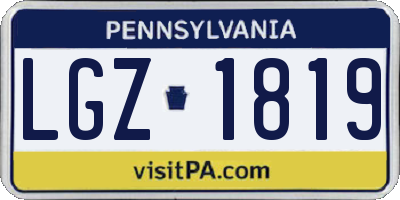 PA license plate LGZ1819