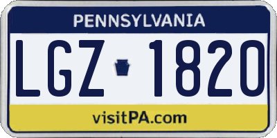 PA license plate LGZ1820
