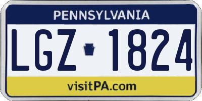 PA license plate LGZ1824