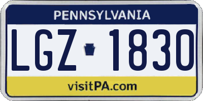 PA license plate LGZ1830