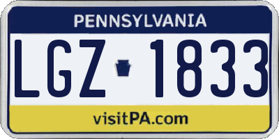 PA license plate LGZ1833