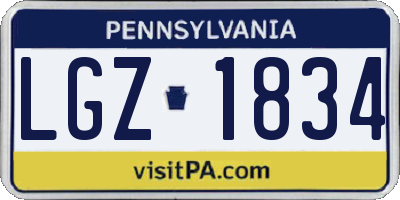 PA license plate LGZ1834