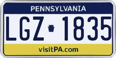 PA license plate LGZ1835