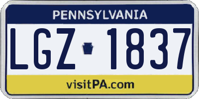 PA license plate LGZ1837