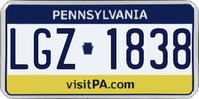 PA license plate LGZ1838