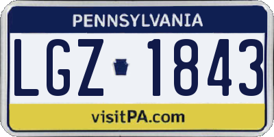 PA license plate LGZ1843