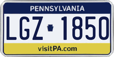 PA license plate LGZ1850