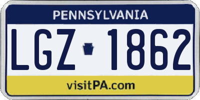 PA license plate LGZ1862