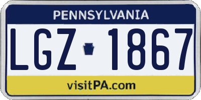 PA license plate LGZ1867