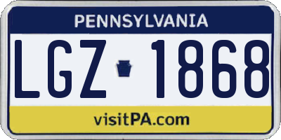 PA license plate LGZ1868
