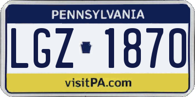 PA license plate LGZ1870