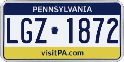 PA license plate LGZ1872