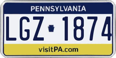 PA license plate LGZ1874