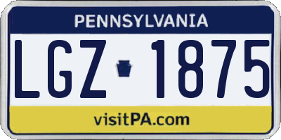 PA license plate LGZ1875