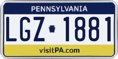 PA license plate LGZ1881