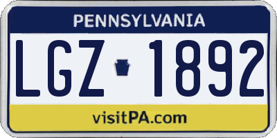 PA license plate LGZ1892