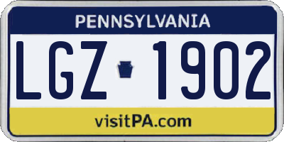 PA license plate LGZ1902
