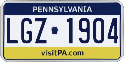 PA license plate LGZ1904