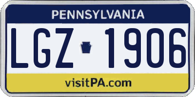 PA license plate LGZ1906