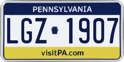 PA license plate LGZ1907