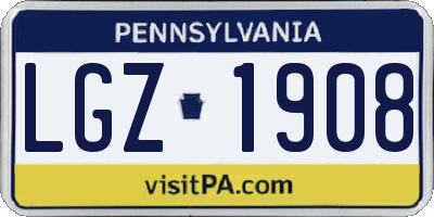 PA license plate LGZ1908